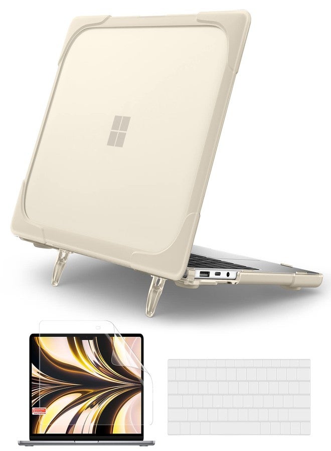 Batianda Heavy Duty Case for 13.5" Microsoft Surface Laptop 5 4/3 with Metal Palm Rest,Shockproof Protective Cover with Fold Kickstand for Enhanced Durability & Keyboard Cover Screen Protector, Khaki - Image 1